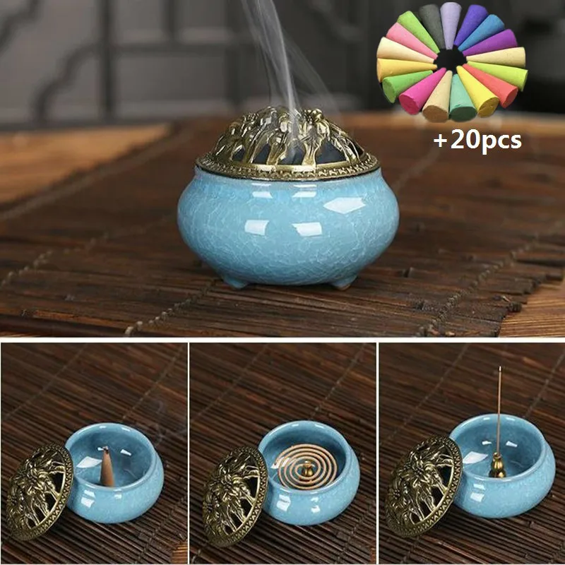 Ceramic Incense Burners Portable Porcelain Censer Buddhism Incense Holder Home Tea House Yoga Studio 20pcs Incense Gift
Ceramic Incense Burners Portable Porcelain Censer Buddhism Incense Holder Home Tea House Yoga Studio 20pcs Incense Gift
