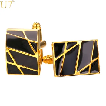 U7 New Square Cufflinks Black For Mens Enamel Fashion Jewelry Gold Color Men Suit Gold Stripes Cufflinks Box C019
U7 New Square Cufflinks Black For Mens Enamel Fashion Jewelry Gold Color Men Suit Gold Stripes Cufflinks Box C019