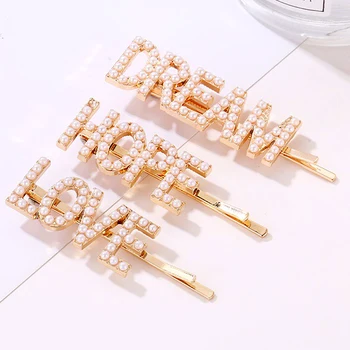 Luxury Pearl And Crystal Words Hair Clip Fashion Rhinestone Letters Barrette For Girls Women Charm Accessories Jewelry Party
Luxury Pearl And Crystal Words Hair Clip Fashion Rhinestone Letters Barrette For Girls Women Charm Accessories Jewelry Party