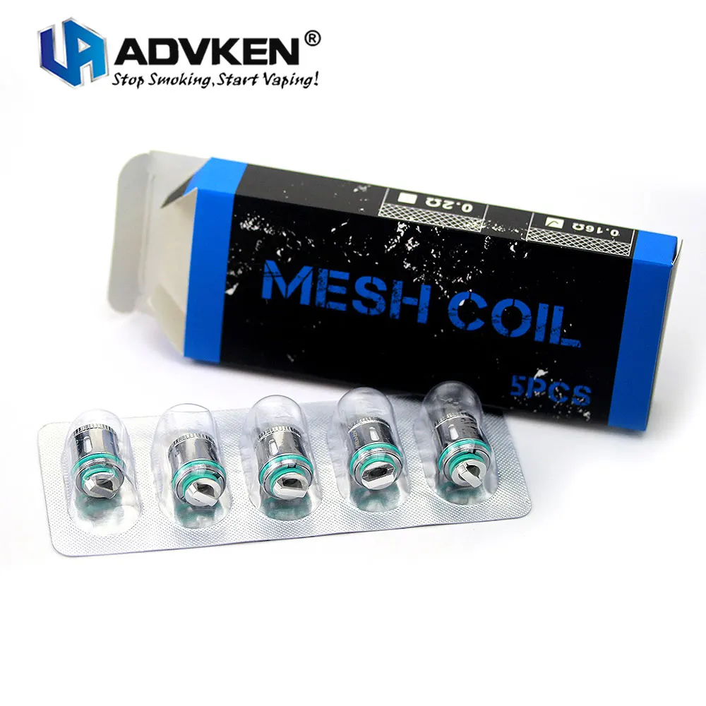 Original 5pcs Advken Replacement Coil 0.16ohm Mesh Coil/ 0.2ohm Mesh Coil for Advken Manta Tank Electronic Cigarette Coil Head
Original 5pcs Advken Replacement Coil 0.16ohm Mesh Coil/ 0.2ohm Mesh Coil for Advken Manta Tank Electronic Cigarette Coil Head