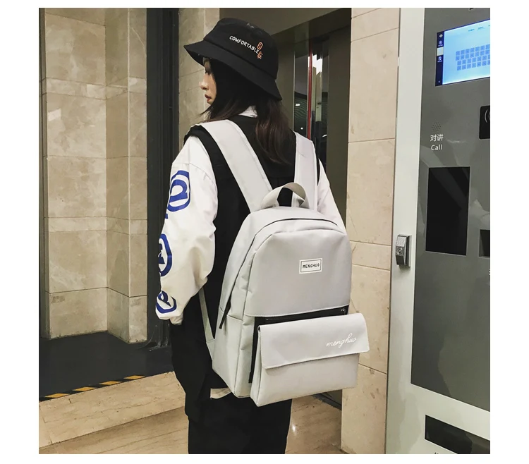 Menghuo 2pcs:set Backpack Bags for Teenager Girls Net Pocket Women School Bag Men Laptop Backpack Travel Bag Rucksack Mochilas_28