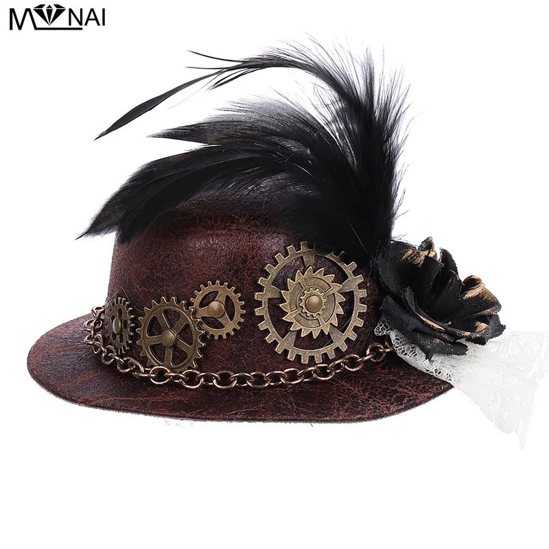 Steampunk Little Hat Hairpin Punk Gears Mini Top Hat Vintage Fedoras Hat Gothic Feather Chain Headwear
Steampunk Little Hat Hairpin Punk Gears Mini Top Hat Vintage Fedoras Hat Gothic Feather Chain Headwear