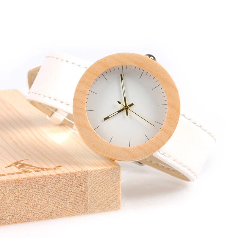 BOBO BIRD Ladies Bamboo & Stainless Steel Wooden Watch with Leather Strap BOBO BIRD Ladies Bamboo & Stainless Steel Wooden Watch with Leather Strap