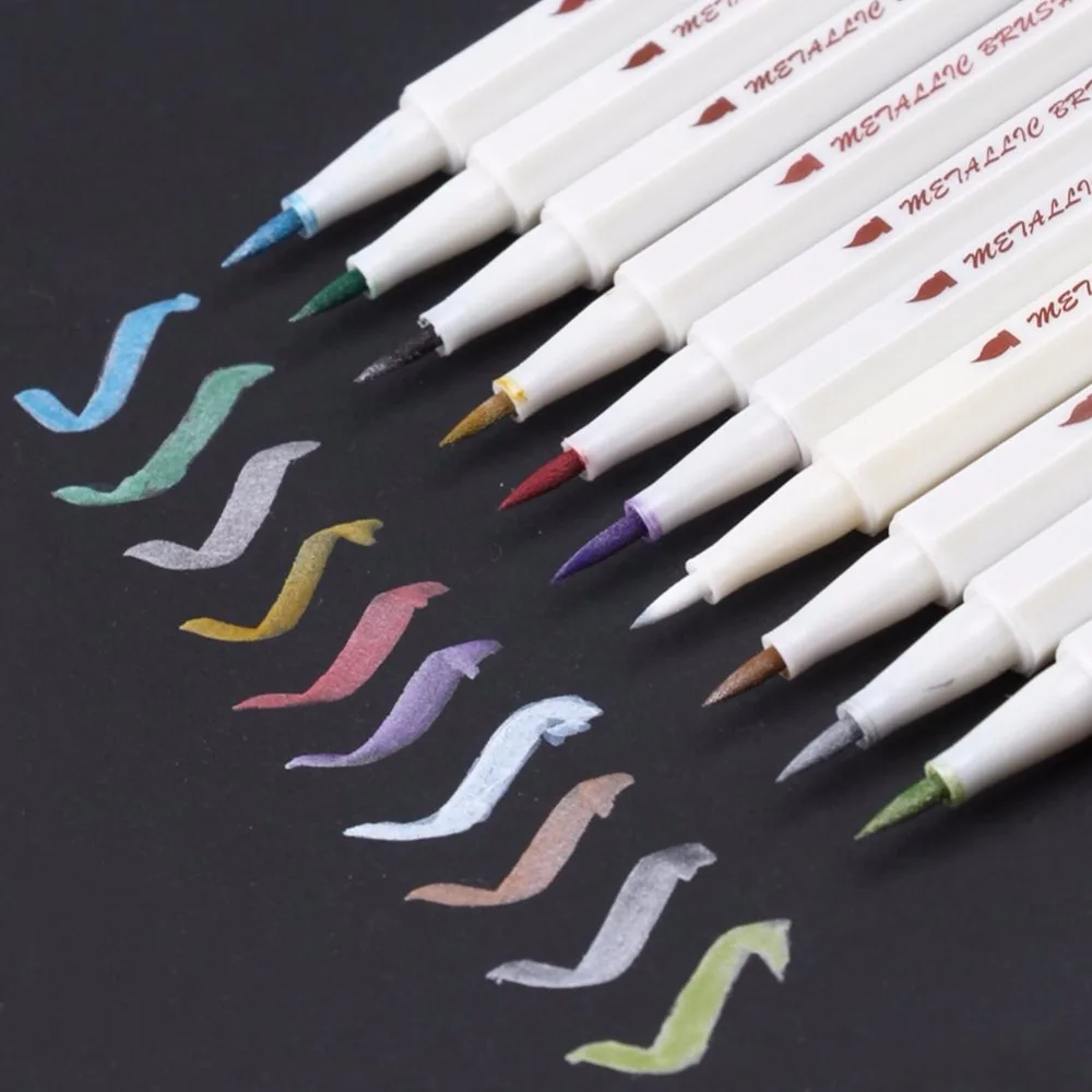 STA 10Colors Metallic Brush Pen Set DIY Scrapbooking Crafts Soft Tip Drawing on Ceramic Card Glass Art Markers Lettering Pen
STA 10Colors Metallic Brush Pen Set DIY Scrapbooking Crafts Soft Tip Drawing on Ceramic Card Glass Art Markers Lettering Pen