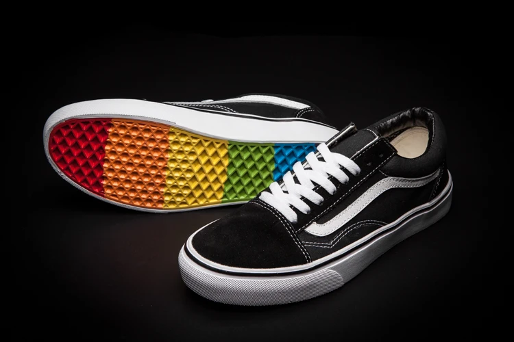 new vans old skool rainbow skate shoe white womens pride