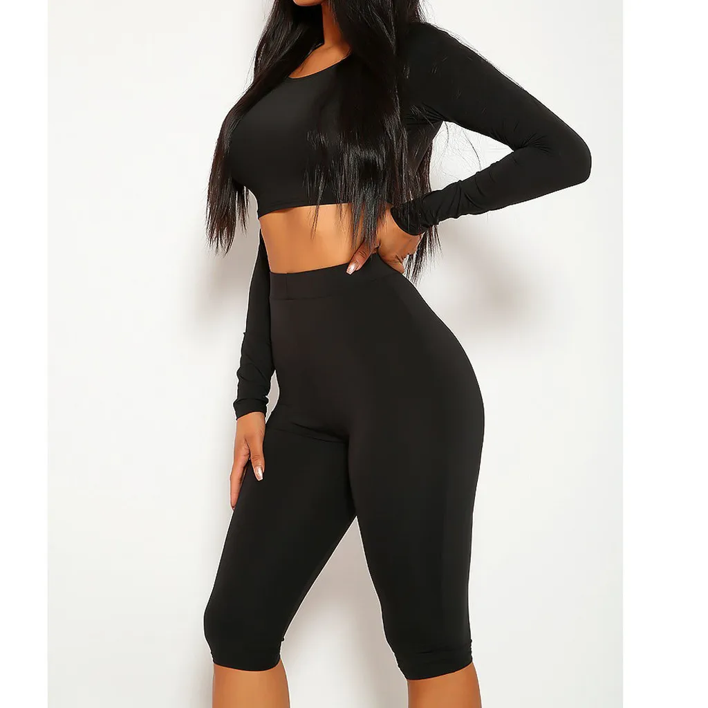 Women's Sets 2019 Tracksuit Casual Sexy Slim Fitness Crop Top + High Waist Sporting Seven Minute Pant Workout Suit Gyms Set
Women's Sets 2019 Tracksuit Casual Sexy Slim Fitness Crop Top + High Waist Sporting Seven Minute Pant Workout Suit Gyms Set