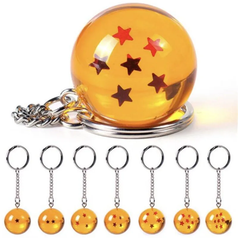 

Fashion Anime Dragon Ball Z Keychain Cosplay 7 Dragonball Stars Crystal Ball Keyrings PVC Pendant Key Buckle Wholesale