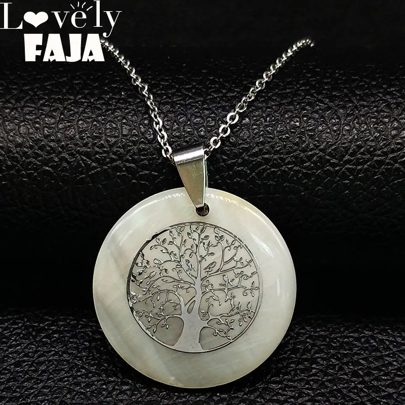 2019 Shell Stainless Steel Statement Necklace for Women Silver Color Tree of Life Necklace Jewelry colgantes mujer moda N1887
2019 Shell Stainless Steel Statement Necklace for Women Silver Color Tree of Life Necklace Jewelry colgantes mujer moda N1887