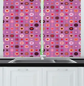 Abstract Kitchen Curtains Love Heart Figures Inside Circular Rounds Valentines Romance Graphic Image Window Decor Panels Set 
Abstract Kitchen Curtains Love Heart Figures Inside Circular Rounds Valentines Romance Graphic Image Window Decor Panels Set