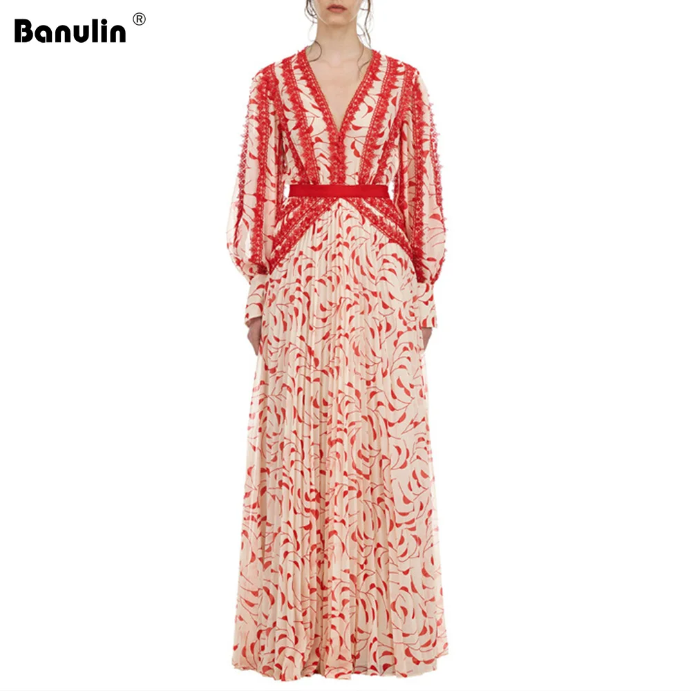 Banulin Runway 2019 Women Summer Red Floral Print Lace Sexy V Neck Long Maxi Holiday Party Dress 2019 Vestidos Robe Femme
Banulin Runway 2019 Women Summer Red Floral Print Lace Sexy V Neck Long Maxi Holiday Party Dress 2019 Vestidos Robe Femme