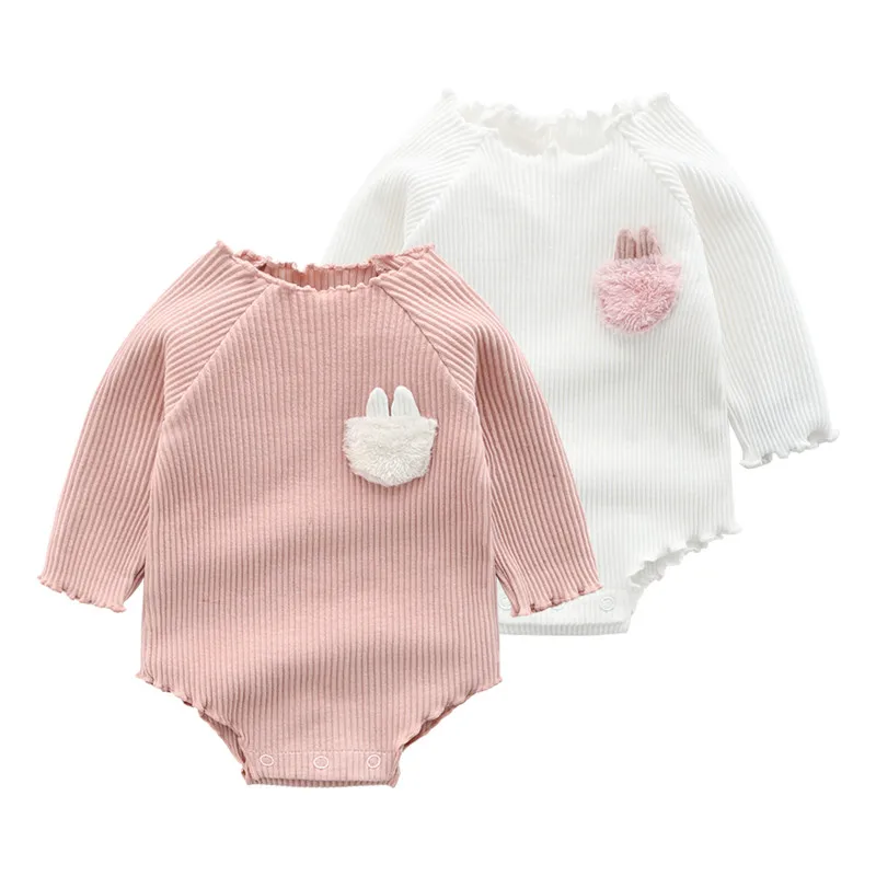 

Rabbit Pocket Cute Newborn Infant Baby Girl Bodysuits Long Sleeve Girls Jumpsuits Bebe Body Tops Cotton Clothes