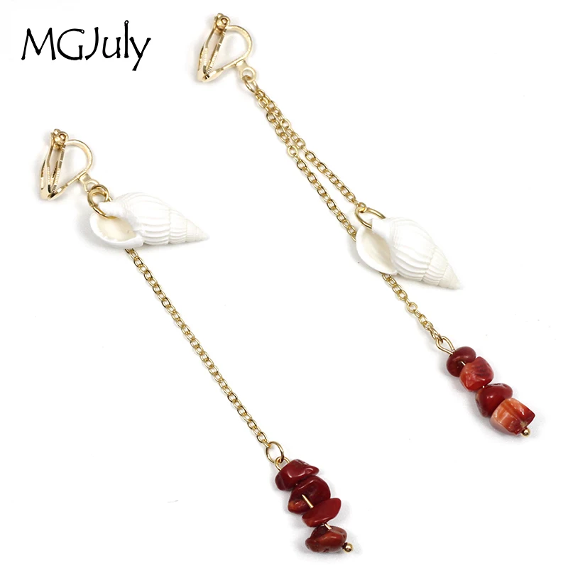 Natural Stone&Conch Earrings No Hole Ear Clips Asymmetric Stone Clip Earring Without Piercing Women Long Tassels Earring CE091
Natural Stone&Conch Earrings No Hole Ear Clips Asymmetric Stone Clip Earring Without Piercing Women Long Tassels Earring CE091