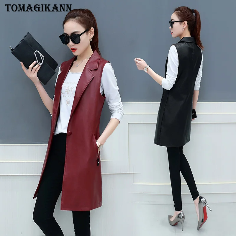 PU Leather Women Vest Single Button Zipper Pockets Plus Size Waistcoat Femme Colete Sleeveless Outwear Tops 3XL
PU Leather Women Vest Single Button Zipper Pockets Plus Size Waistcoat Femme Colete Sleeveless Outwear Tops 3XL