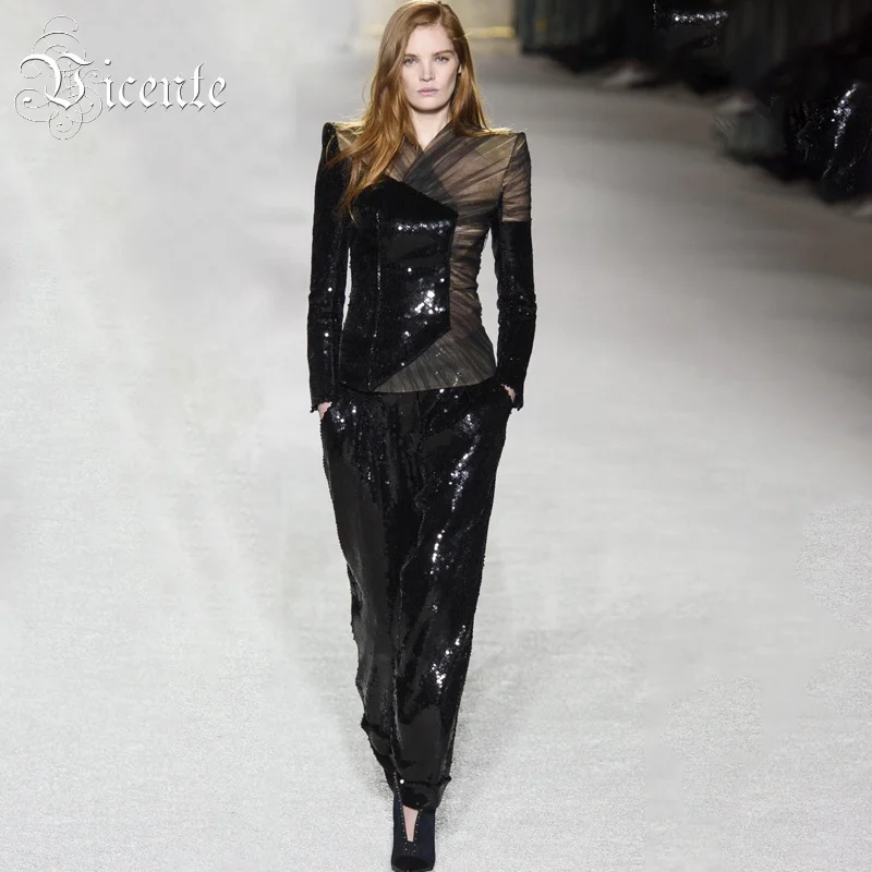 Vicente 2019 Hot Elegant Sequin Design Mesh Long Sleeves V Neck Solid Color Celebrity Bodycon Two-piece Set
Vicente 2019 Hot Elegant Sequin Design Mesh Long Sleeves V Neck Solid Color Celebrity Bodycon Two-piece Set