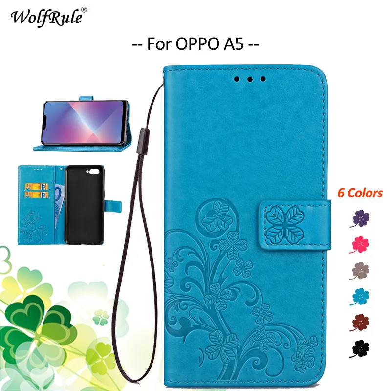 Чехол для OPPO A5 чехол WolfRule Флип PU держатель карт кошелек бампер A 5 телефона крышка 6