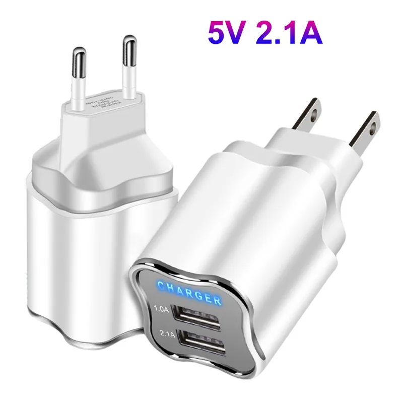 

Powerful USB EU Charger with LED 5V 2.1A Auto Fast Charging Power Adapter For iPhone X 8 7 iPad Samsung Galaxy S8 S9 S7 Xaomi LG