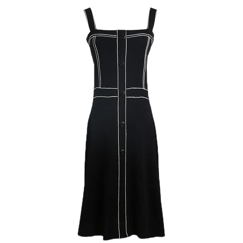 Black Knit Dress 2019 autumn Dress Women's small fragrance sleeveless contrast color strap slim dress
Black Knit Dress 2019 autumn Dress Women's small fragrance sleeveless contrast color strap slim dress