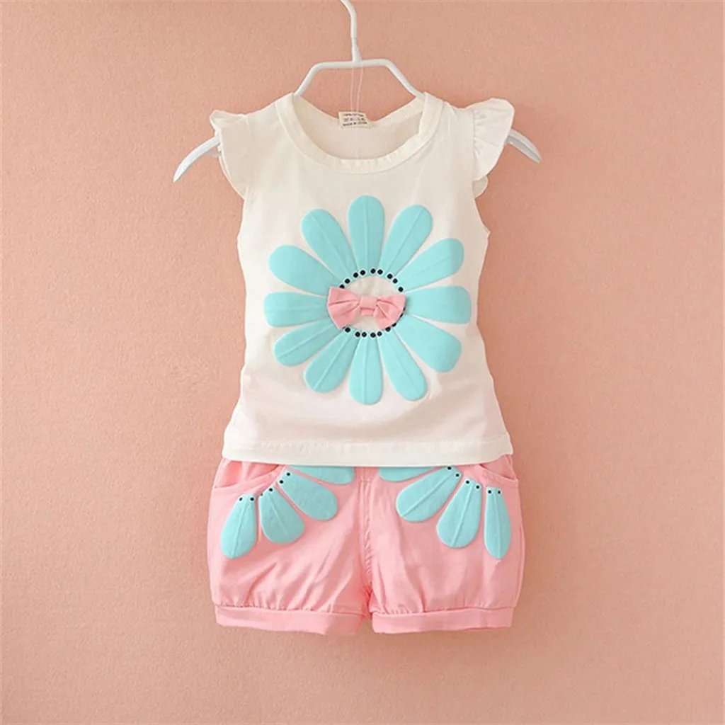 2019 Summer Girls Clothes Set Toddler Kids Baby Cartoon Flower T shirt Shorts Bebe Newborn Children Girl Clothing 1 2 3 Years
2019 Summer Girls Clothes Set Toddler Kids Baby Cartoon Flower T shirt Shorts Bebe Newborn Children Girl Clothing 1 2 3 Years