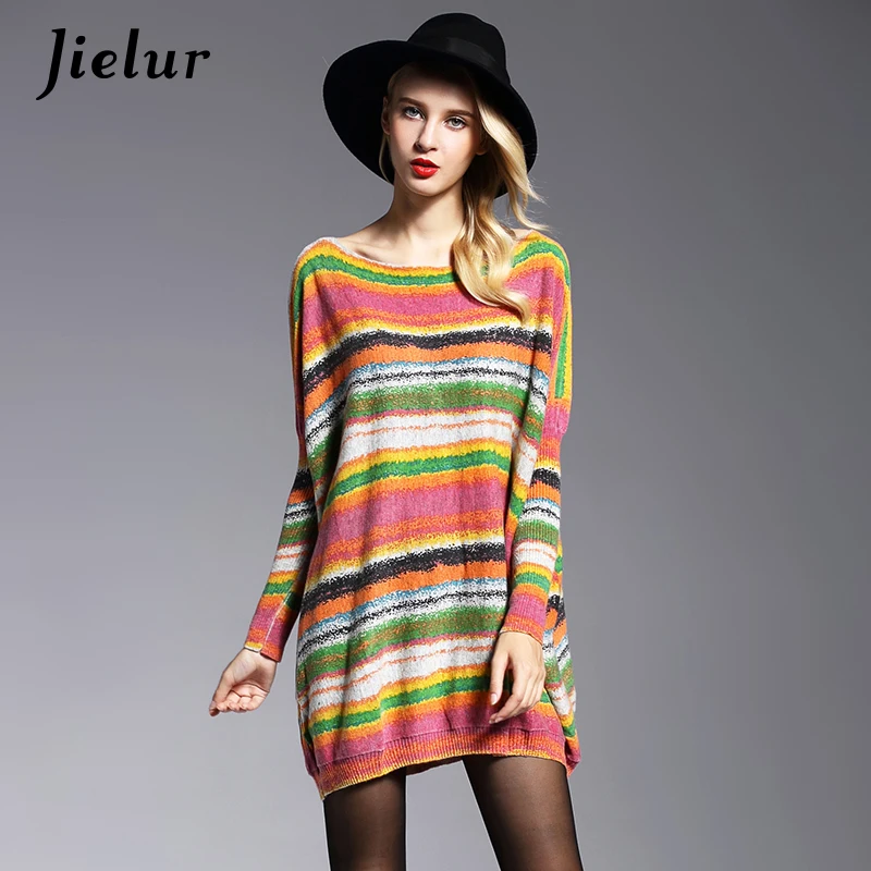 Jielur Autumn Chic Women's Winter Sweaters Pullovers Spell Color Stripe Print Oversized Sweater Woman Batwing Sleeve Knitwear
Jielur Autumn Chic Women's Winter Sweaters Pullovers Spell Color Stripe Print Oversized Sweater Woman Batwing Sleeve Knitwear
