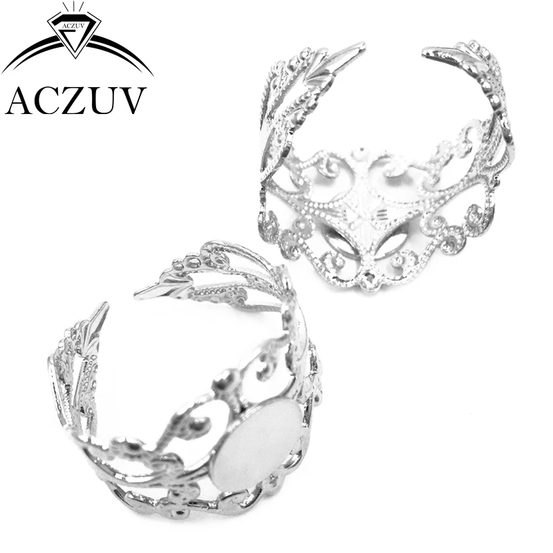 Rhodium Plated 100pcs 8mm Glue Pad Cabochon Settings Filigree Adjustable Ring Blank Bezel Ring Base Jewelry Findings FRSB003
Rhodium Plated 100pcs 8mm Glue Pad Cabochon Settings Filigree Adjustable Ring Blank Bezel Ring Base Jewelry Findings FRSB003