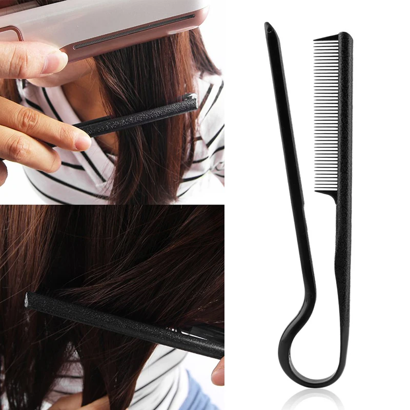 

ELECOOL 1 PC New DIY Styling Combs Tool Haircut Straightening V Shape Black Color Comb Clip-Type Hairdressing Hair Straightener