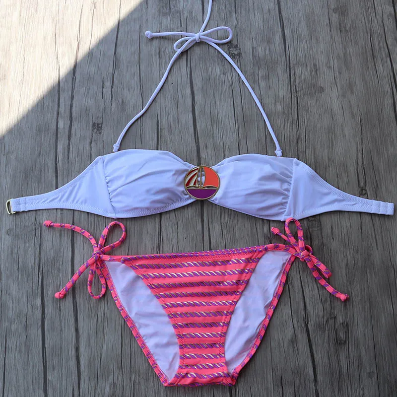 Bikini set White Women Swimsuit Pink Stripe printing Biquini Diamond Bathing suits Sexy secret Bikinis Brazilian Swimwear
Bikini set White Women Swimsuit Pink Stripe printing Biquini Diamond Bathing suits Sexy secret Bikinis Brazilian Swimwear