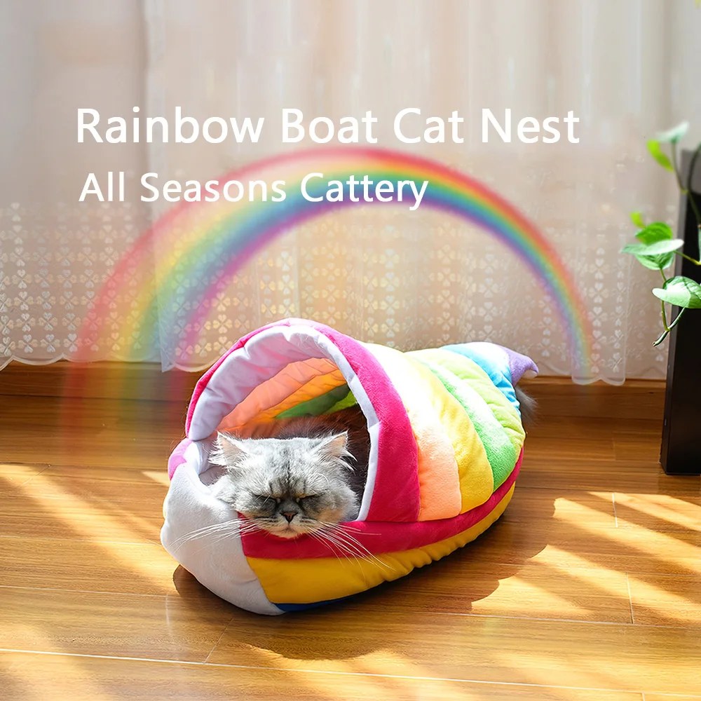 Beautiful Rainbow Cat Bed House Cozy Cute Puppy Cushion Kennel Warm Portable Pet Basket Supplies Mat Beds for Cats Kittens
Beautiful Rainbow Cat Bed House Cozy Cute Puppy Cushion Kennel Warm Portable Pet Basket Supplies Mat Beds for Cats Kittens