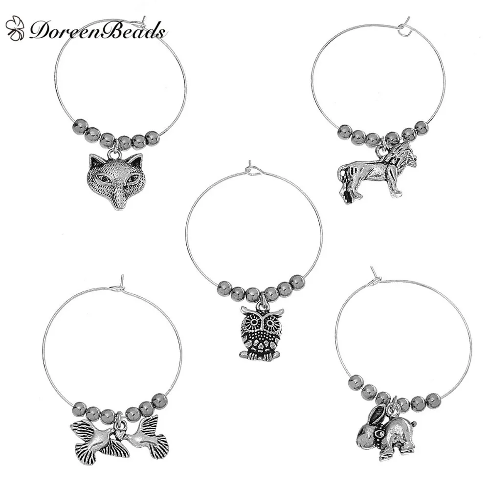 DoreenBeads Zinc Based Alloy Wine Glass Charms Mixed Antique Silver Animal Hematite Beads Party Decoration 40mm x 35mm, 1 Set
DoreenBeads Zinc Based Alloy Wine Glass Charms Mixed Antique Silver Animal Hematite Beads Party Decoration 40mm x 35mm, 1 Set