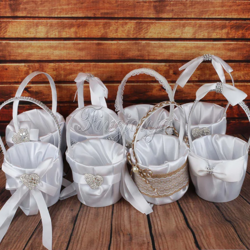 White Wedding Bowknot Heart Rhinestone Decorations Satin Girl Flower Basket Party Decor Products Wholesales
White Wedding Bowknot Heart Rhinestone Decorations Satin Girl Flower Basket Party Decor Products Wholesales
