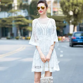 WQJGR Dress Summer Women 2020 New Fairy High Waist Shoulder V Neck White Lace Dress Woman
WQJGR Dress Summer Women 2020 New Fairy High Waist Shoulder V Neck White Lace Dress Woman