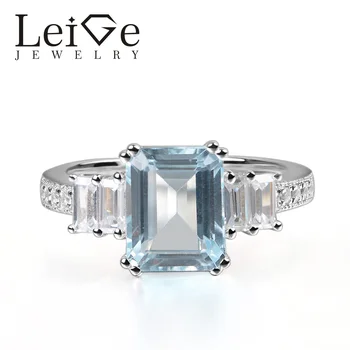 Leige Jewelry Real Aquamarine Ring Emerald Cut Prong Setting 925 Sterling Silver for Women Engagement Ring March Birthstone
Leige Jewelry Real Aquamarine Ring Emerald Cut Prong Setting 925 Sterling Silver for Women Engagement Ring March Birthstone