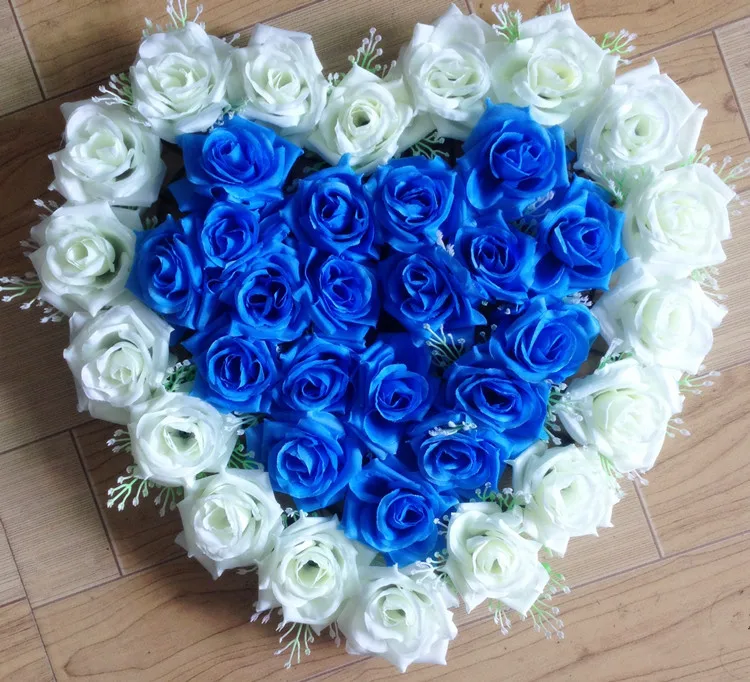 Image High Quality Artificial Silk Rose Flower Heart Shaped Door Wreaths For Wedding Door Decoration And Wedding Car Decoration