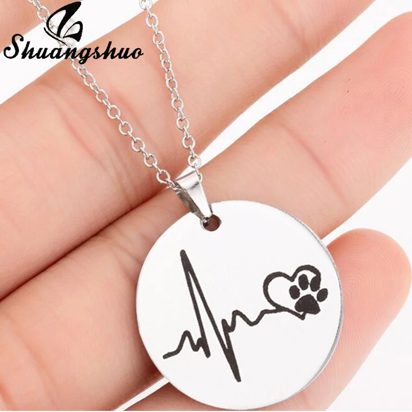 Shuangshuo Stainless Steel ECG Heartbeat Choker Necklaces for Women Charm Silver Necklace Jewelry Animal Paw Collier bijoux
Shuangshuo Stainless Steel ECG Heartbeat Choker Necklaces for Women Charm Silver Necklace Jewelry Animal Paw Collier bijoux