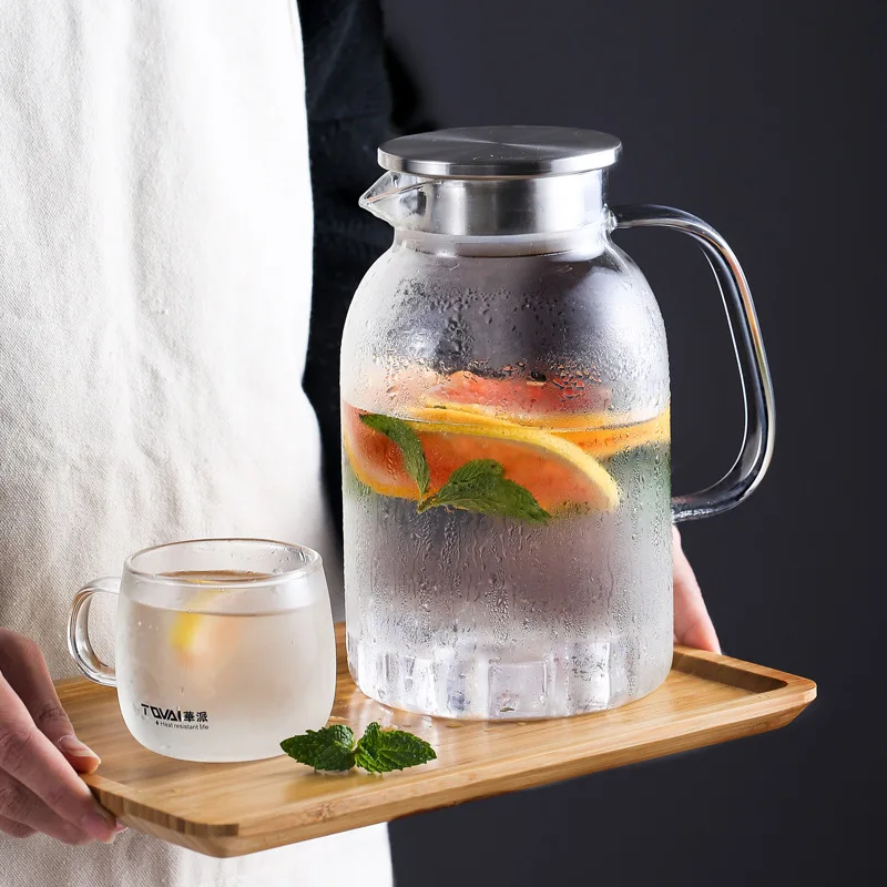 2 Pack Household cold water kettle borosilicate heat-resistant glass jug glass pot large capacity juice pot tie pot
2 Pack Household cold water kettle borosilicate heat-resistant glass jug glass pot large capacity juice pot tie pot