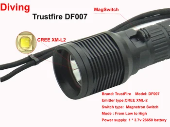 Waterproof DF007 Diving Flashlight XML-2 Magnetron Switch Underwater LED light without battery
Waterproof DF007 Diving Flashlight XML-2 Magnetron Switch Underwater LED light without battery