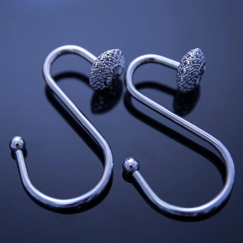 New Small And Exquisite Shower Curtain Hook Stainless Steel Metal Scurve Design Hollow Carved Curtain Shower Curtain Accessories
New Small And Exquisite Shower Curtain Hook Stainless Steel Metal Scurve Design Hollow Carved Curtain Shower Curtain Accessories