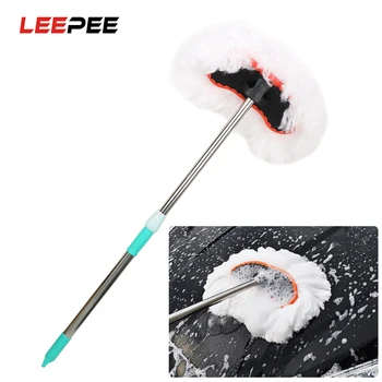 

LEEPEE Car Wash Brush Soft Milk Silk Mop Automobiles Brushes Cleaning Tool Supplies Wiping Mop Adjustable Telescopic Auto Care