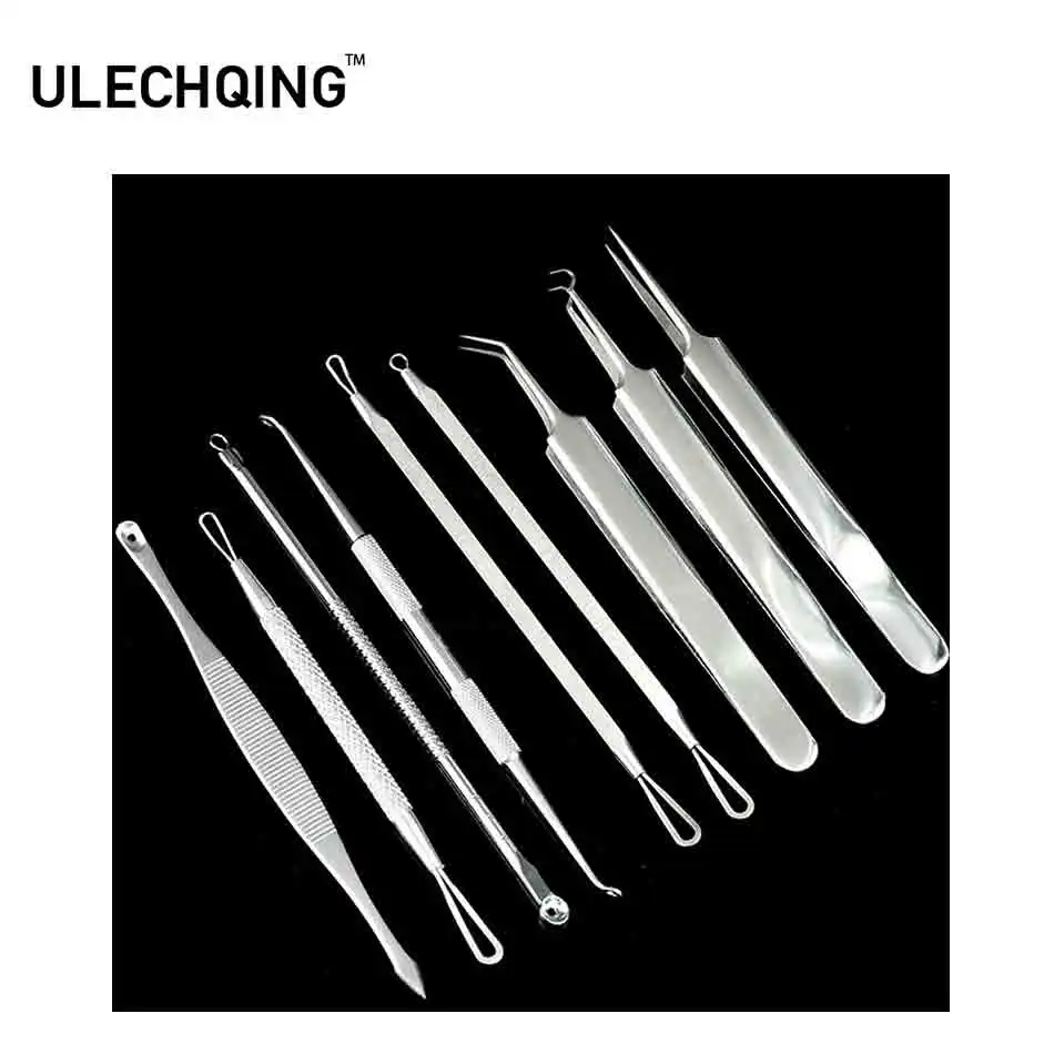 ULECHQING 9 шт./лот комедона Прыщ remover инструмент лица Черноголовых Acne удаления