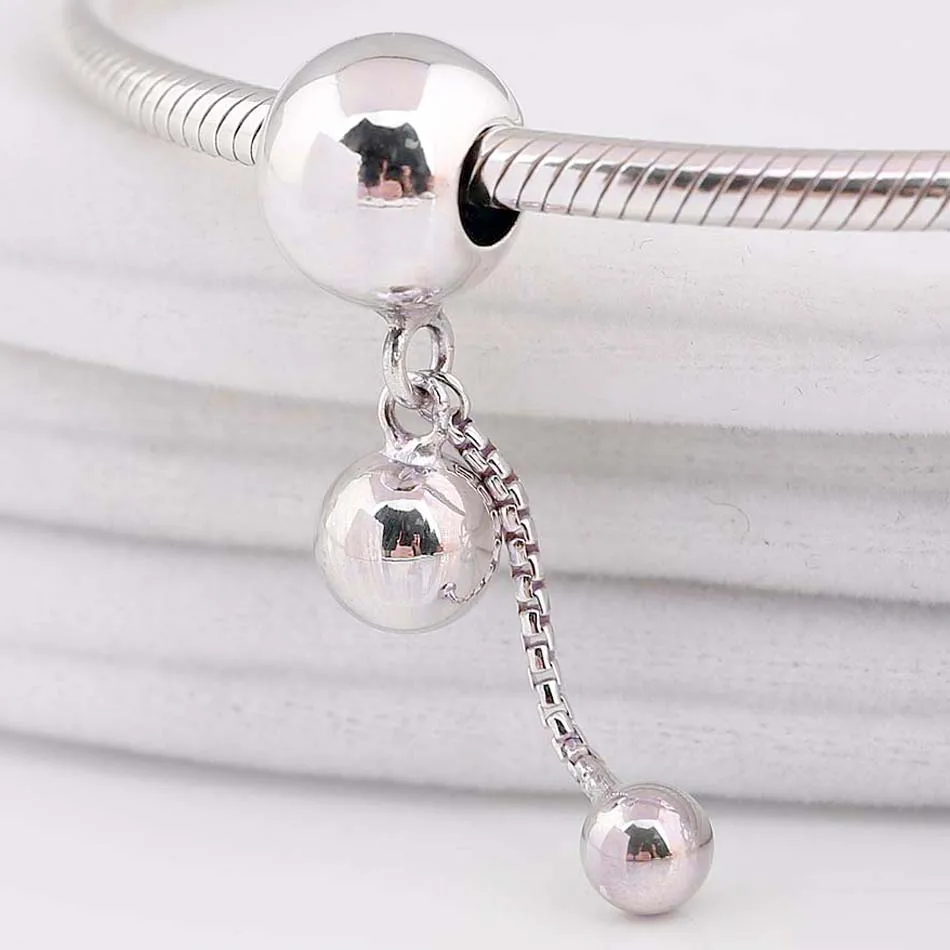 New 925 Sterling Silver Bead Charm String of Beads With delicate chain Pendant charms Fit Pandora Bracelet Bangle DIY Jewelry 
New 925 Sterling Silver Bead Charm String of Beads With delicate chain Pendant charms Fit Pandora Bracelet Bangle DIY Jewelry