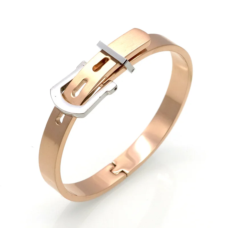 

Top Quality 316L Stainless Steel Belt Buckle Bracelets Bangles Charm Silver Color And Gold Color Cuff Belt Bangle For Women Men