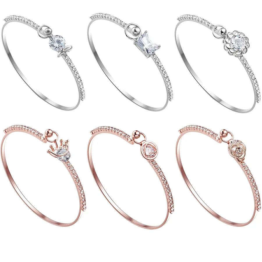 Rinhoo Women Crystal Bracelet Elegant Rose Zircon Flower Gold Bangle Cuff Bracelet Jewelry For Wedding Holiday Jewelry Accessary
Rinhoo Women Crystal Bracelet Elegant Rose Zircon Flower Gold Bangle Cuff Bracelet Jewelry For Wedding Holiday Jewelry Accessary