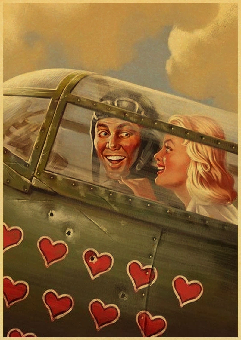 World War II Sexy pin up Girl Poster Military Bar Cafe Home wall Decor