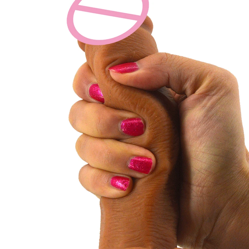Double layer silicone dildo imitation of human penis design flirtatious sex products for couples sex toy shop