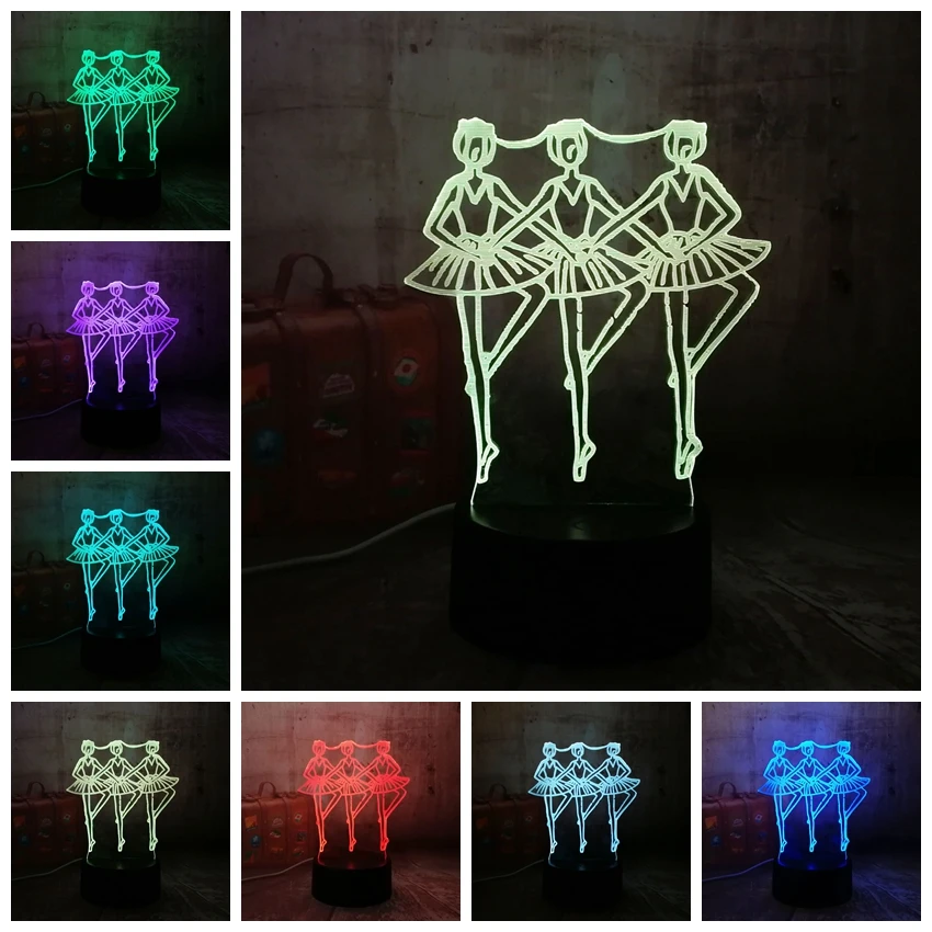 Новый Лебединое озеро балетный танцор 3D RGB светодиодный ночник сенсорный пульт