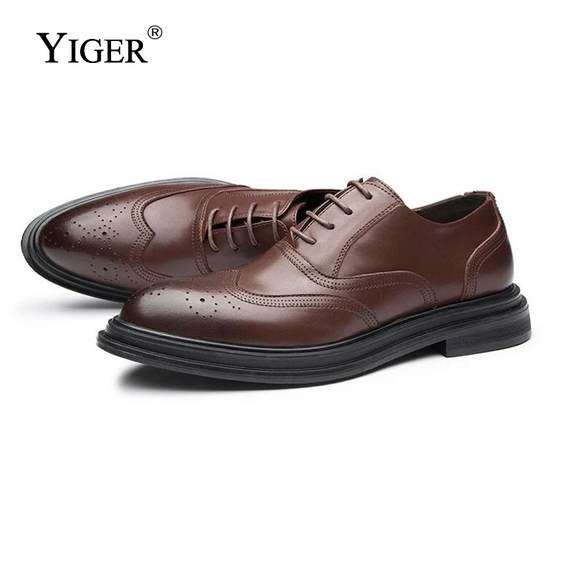 YIGER/Новинка мужские деловые туфли Мужские модельные повседневные свадебные на