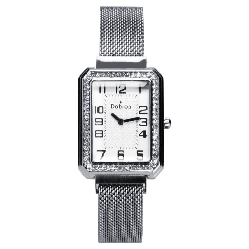

Luxury Fashion Ladies Watches Square Digital Dial Quartz Wrist Reloj mujer Diamond Stainless Steel Band Women's Watches Saat B50