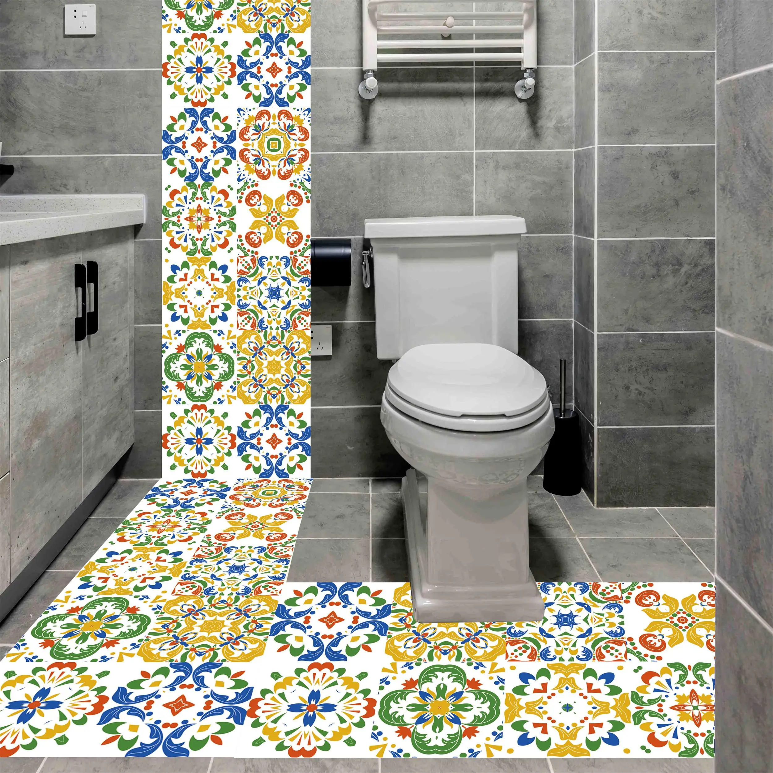 New Mediterranean Style Creative Pattern Tiles Wall Sticker Poster Bathroom Kitchen Waist Line Wallpaper Waterproof Wall Decor
New Mediterranean Style Creative Pattern Tiles Wall Sticker Poster Bathroom Kitchen Waist Line Wallpaper Waterproof Wall Decor