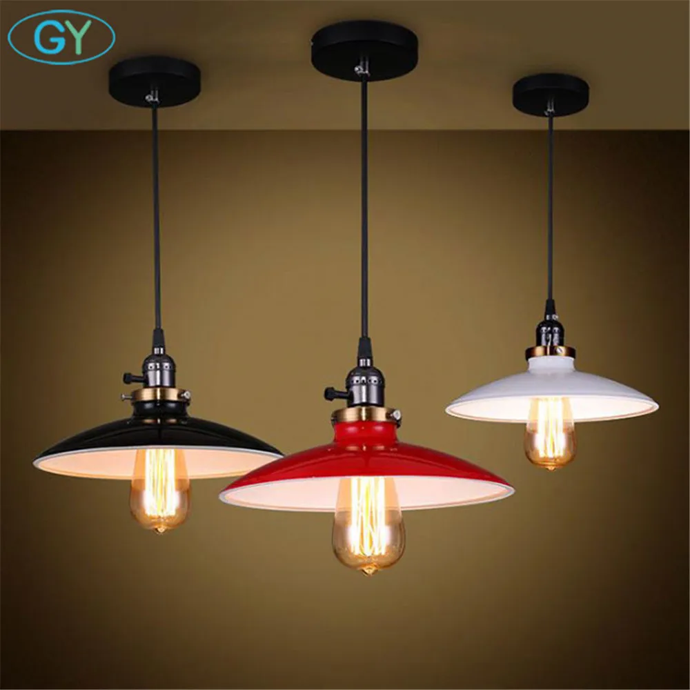 AC100-240V white black Red lampshade pendant lights industrail Edison knob switch hanging lamp hanglampen voor eetkamer | Освещение