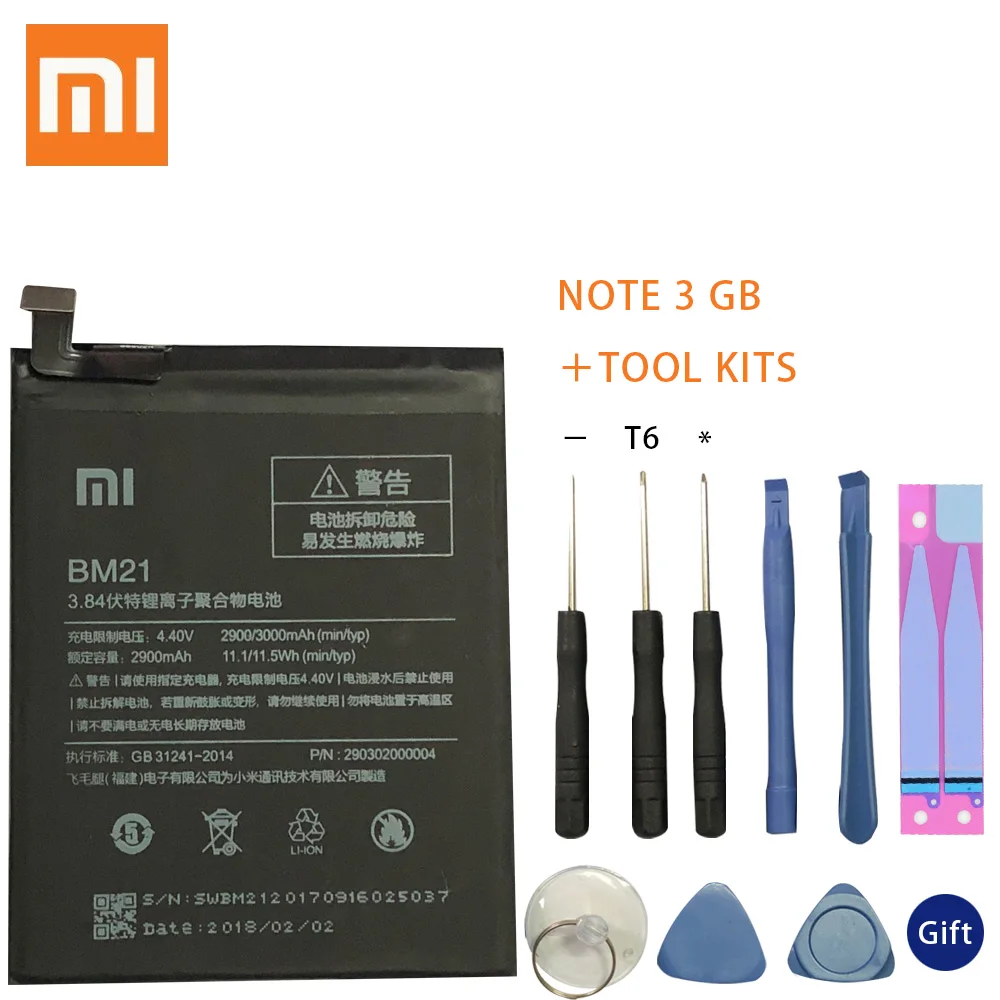 

Original Replacement Battery For XiaoMi Redmi Note Mi Note Note 5.7" Redrice Note BM21 Genuine Phone Battery 2900mAh