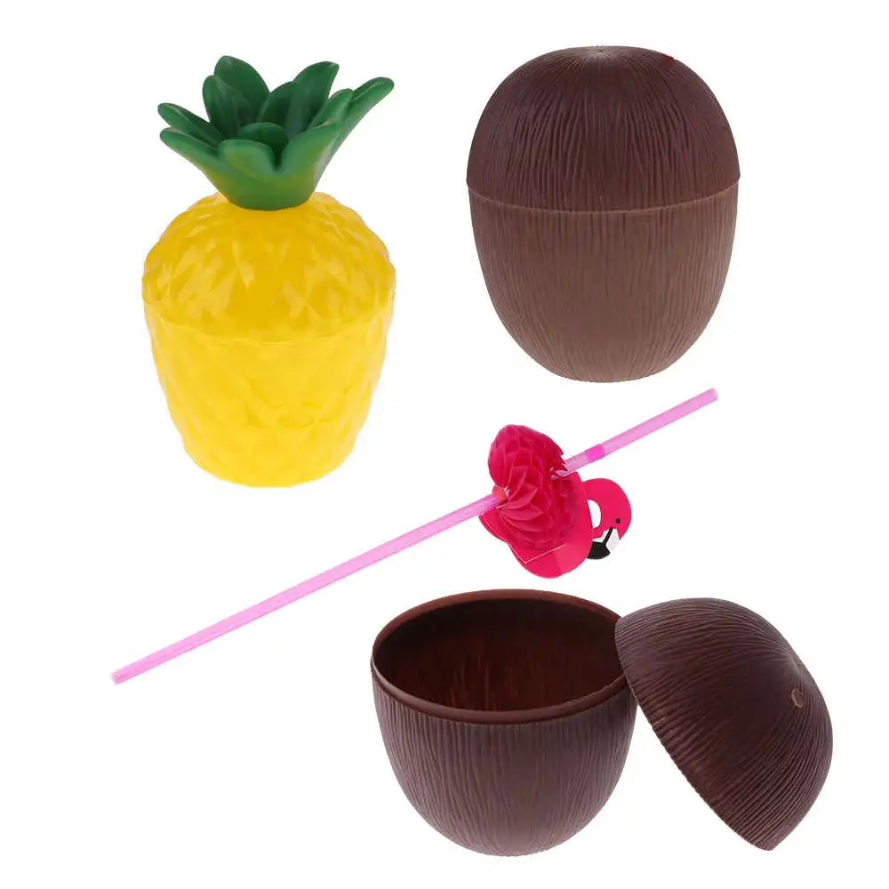 Plastic Coconut Tree Cup Pineapple Fruit Cup with Straws Flamingo Keychain Hawai Balloons Tropical Beach Luau Party Decorations
Plastic Coconut Tree Cup Pineapple Fruit Cup with Straws Flamingo Keychain Hawai Balloons Tropical Beach Luau Party Decorations